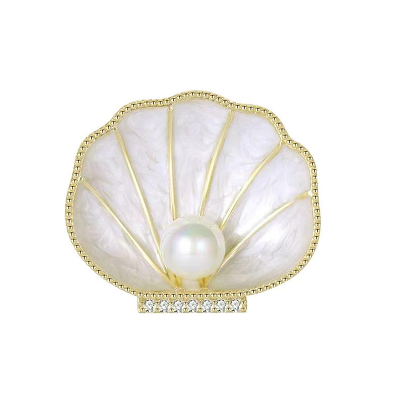 French Retro Shell Brooch, High-end Feminine Elegance, Pearl Brooch, Niche High-end Sense Brooch