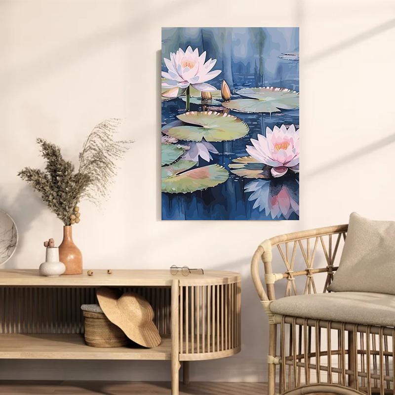 Vintage Traditonal Chinese Style Lotus Flower Pond Moonlight Landscape Art Poster Canvas Painting Wall Prints Picture Home Decor