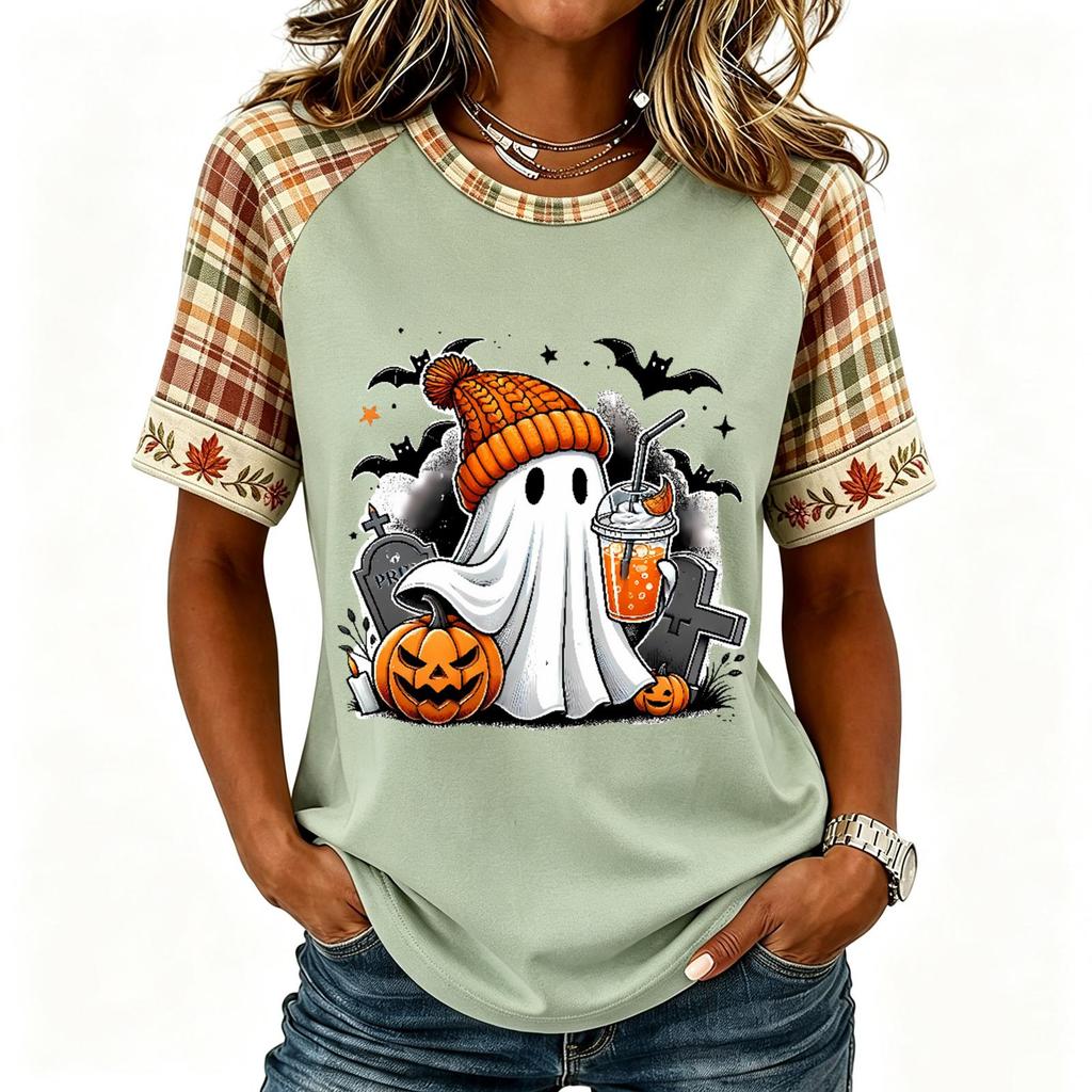 Women's Short Sleeve Raglan T-Shirt Round Neck Letter Print Casual Tee