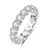 D Color Moissanite Engagement Ring: 18k White Gold Eternity Band with Diamonds, Sterling Silver-Plated, 950 Platinum, for Index Finger