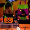 Festive Snack Storage Bags Halloween Candy Bags, Non-Woven Trick or Treat Tote with Handles, Decorative Accessory Cute Black Cat Pumpkin Print Goodie