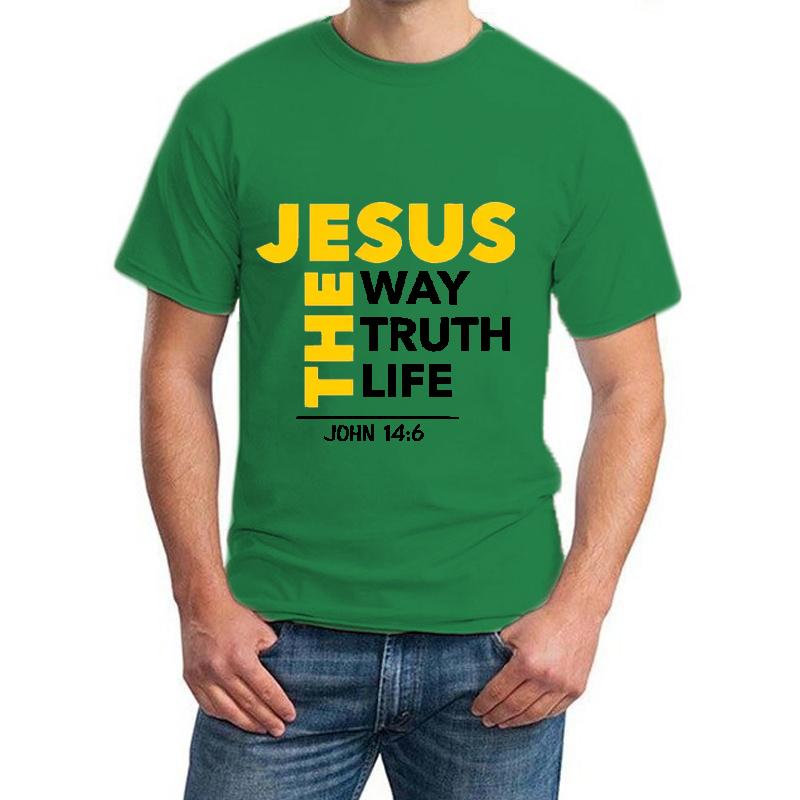 Ježíš Cesta Pravda Život Potisk Tričko Pánské Biblické Verše Oblečení Ležérní Trička s Krátkým Rukávem Léto Křesťanství Bůh Ježíš Trička