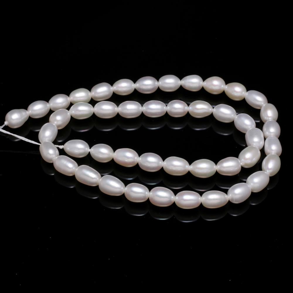 1 Strang, Weiße Natürliche Süßwasserperlen, 6-7mm, Handgefertigte Reiskornperlen zur Schmuckherstellung DIY, Günstigste Artikel Verfügbar 36cm