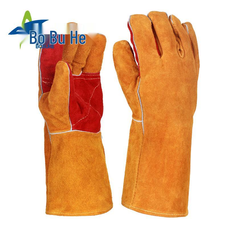 Bobuhehe Long Cowhide Welding Gloves