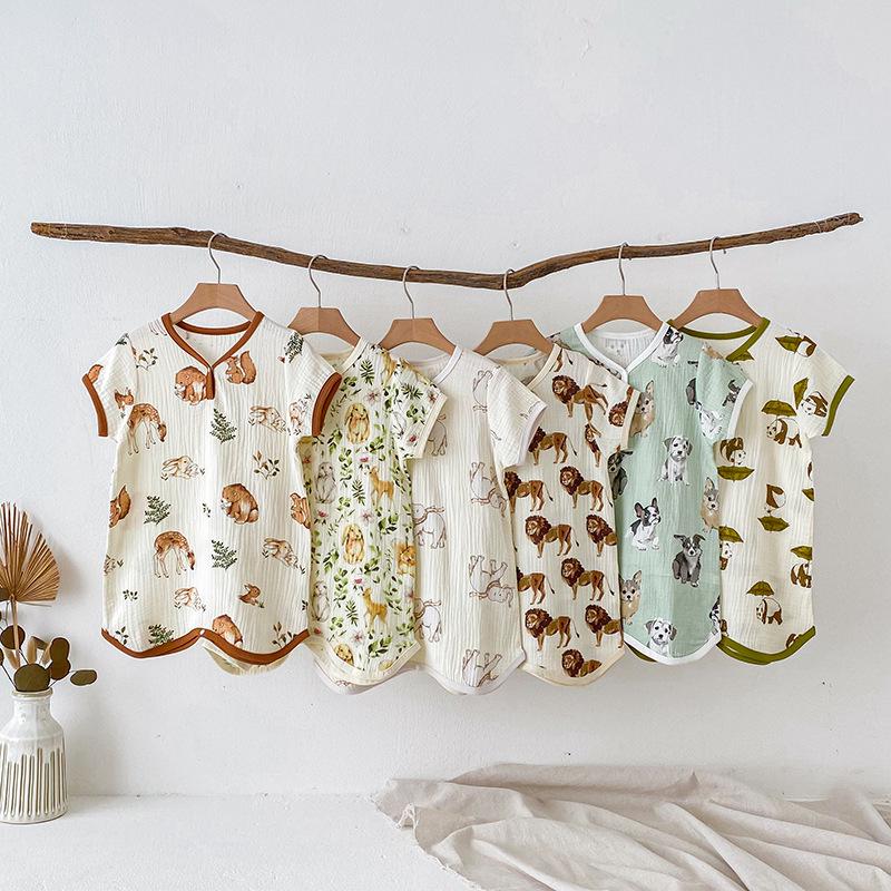 2025 Summer Pure Cotton Baby Sleep Robe: Class A Short Sleeve Gauze Pajamas