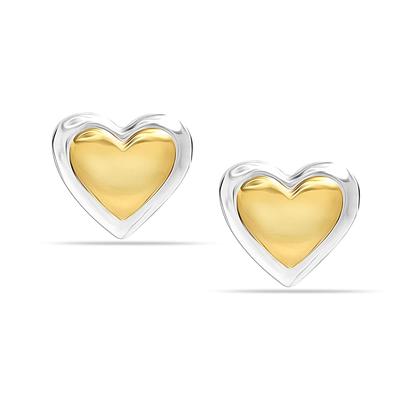 Sterling Silver BIS Hallmarked Two Tone Heart Small Stud Earrings for Women and Girls