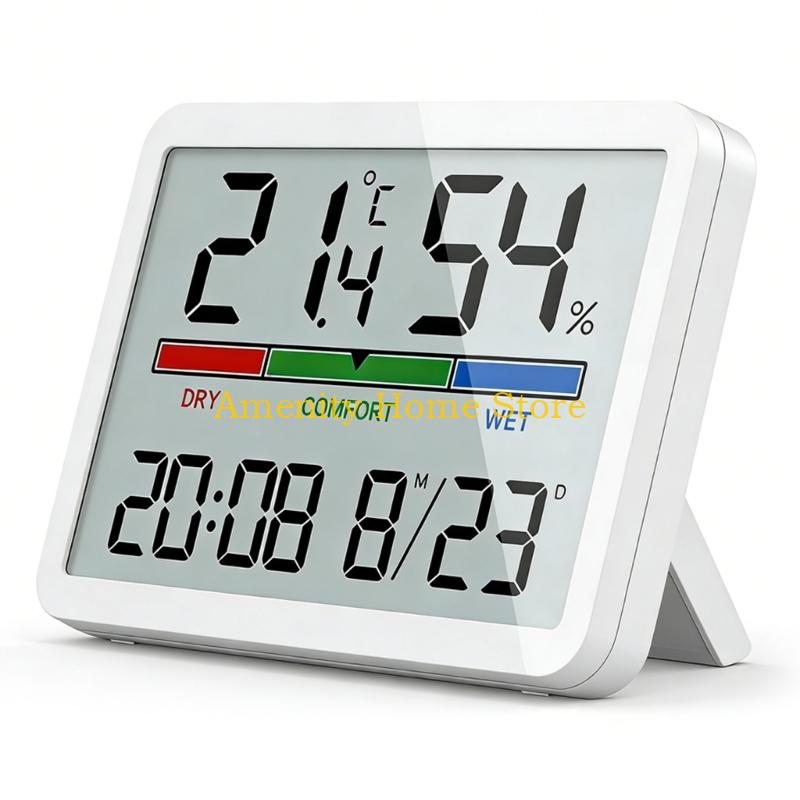F26C Pack of 2 Functional Digital Clock with thermometers Hygrometer Color Screen