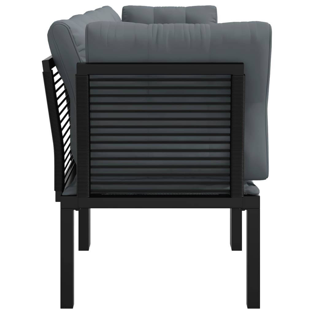 4 Piece Garden Lounge Set In Black and Grey Poly Rattan