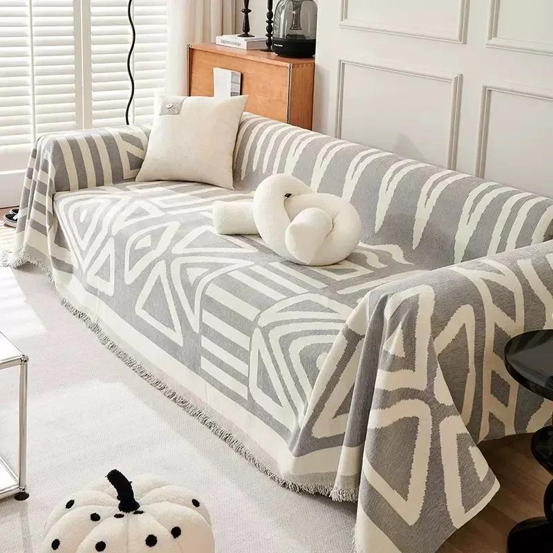 Ins Style Tassel Cloth Sofa Blanket Chenille Four Seasons Universal Throw Blanket Full Cover Furniture Dust Cover Couch Towel