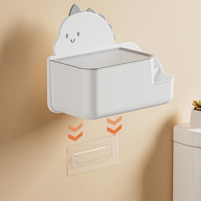 Minimalistický nástěnný box na kapesníky v kresleném stylu pro koupelnu, bez nutnosti vrtání; Vhodné také do kuchyně a obývacího pokoje