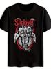 [Slipknot Graphic Tee] Slipknot Graphic T-shirt | Black Crew Neck Short Sleeve Tee with Aggressive Bull Design