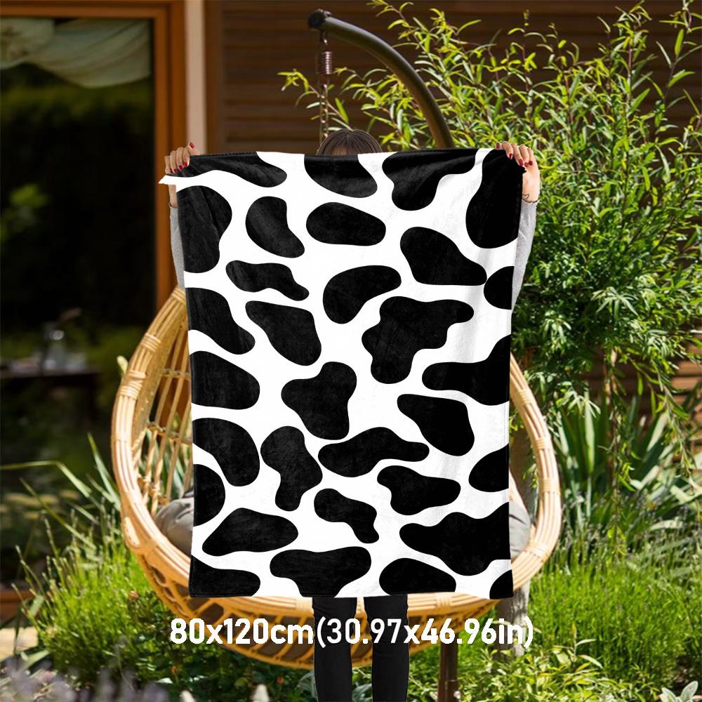 1PC cow printOutdoor Flannel Blanket - Soft Plush Decor for Picnics, camping, Bedroom, Playroom, Office, or Lunch Break 1364A