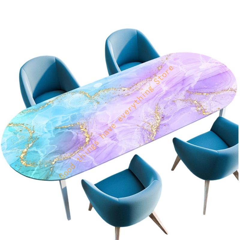 

Fold Resistant Ellipsoidal Tablecloth Elegant Marble Print Waterproof Coating Scratchproof Substance 36x60 42x60 Home Deck 55KF 91cmx152cm