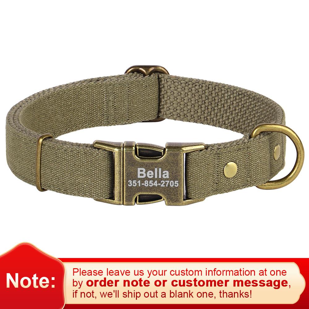 

Customized Nylon Dog Collar Personalized Dogs ID Tag Collars Pet Necklace With Metal Buckle for Small Large Dogs Pitbull Buldog S зелёный