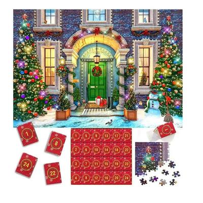 Weihnachts-Adventskalender Puzzlespiele Weihnachts-Puzzle-Spielzeug Begrüßung der Geburt Jesu 1008 Teile Weihnachts-Puzzles Countdown
