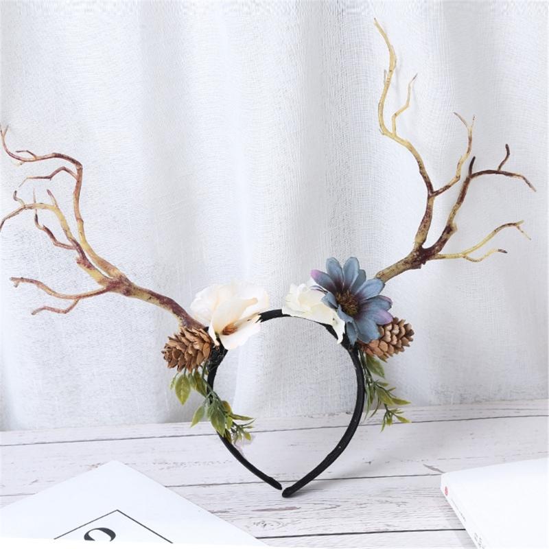Cute Tree Branch Reindeer Antler Hair Hoop Women Photography Makeup Headband for Christmas Party Hair Accessories