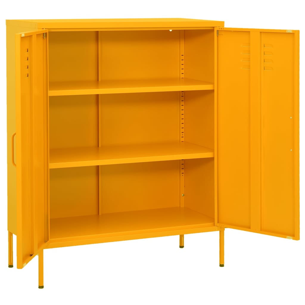 Storage Cabinet Mustard Yellow 80 X 35 X 101.5 Cm Steel