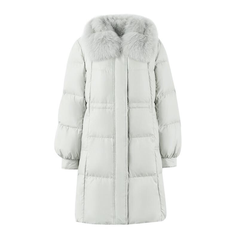 Qiushui Yiren Women's Fox Fur Collar Mid-Length Down Jacket