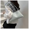Women's Woven Texture Faux Leather Shoulder Bag, Soft Handbag with Single Strap, Casual Square Crossbody Purse