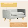 Scandinavian Style Dog and Cat Sofa with Upholstered Velvet and Wood Cushion, 64x45x36cm, Grey