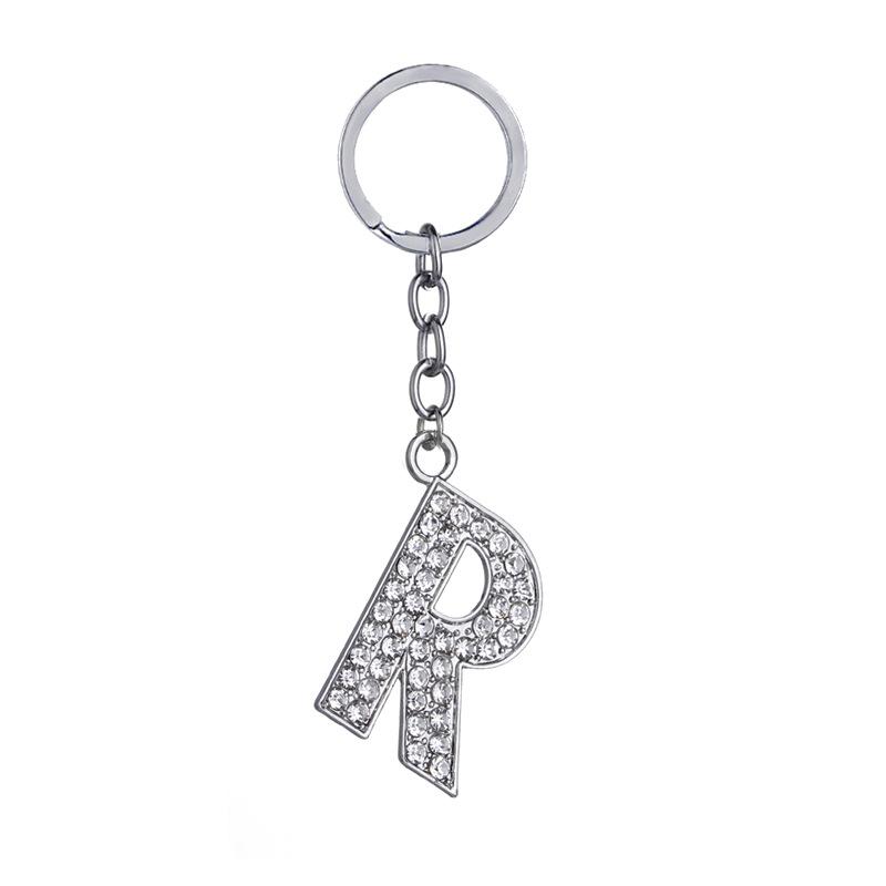 Fashion Charm 26 English Letters A-Z Alphabet Keychains Car Bag Crystal Rhinestones Alloy Name Key Chains Jewelry