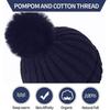 Winter Beanie Hat With Large Faux Fur Bobble Pom Pom Winter Fur Knitted Hat For Outdoor Camping Ski Caps