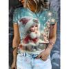 Fashion Women's Crew Neck Short Sleeve 3D Casual Color Printing Casual Short Sleeve Crew Neck T-Shirt