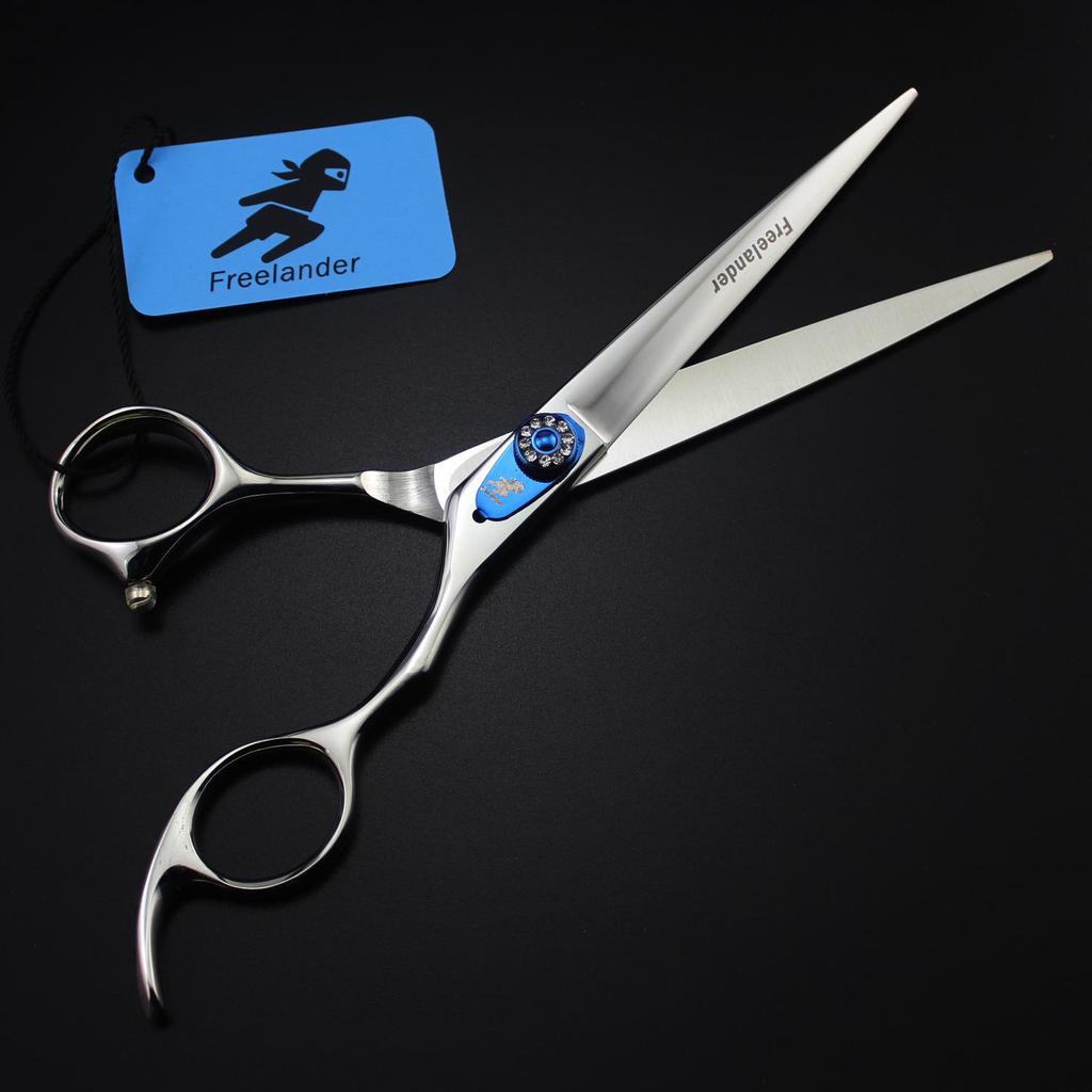 7.0-Inch Blue Freelander 440C Hairdressing and Pet Straight Shears with Bag