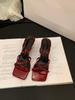 French temperament thin heel cool slippers fairy shoes 2025 new summer fashion black high heel sandals