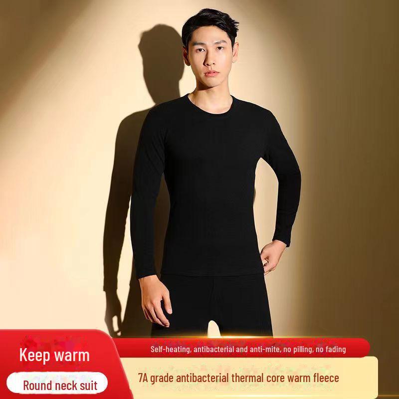 Men's Graphene Self-Heating Velvet Suit with High Waist Trousers for Autumn/Winter