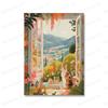 Adorabili gatti guardano il paesaggio, stampe artistiche su tela, quadri del viaggio a Firenze, montagna Fuji, Parigi, Grecia, poster