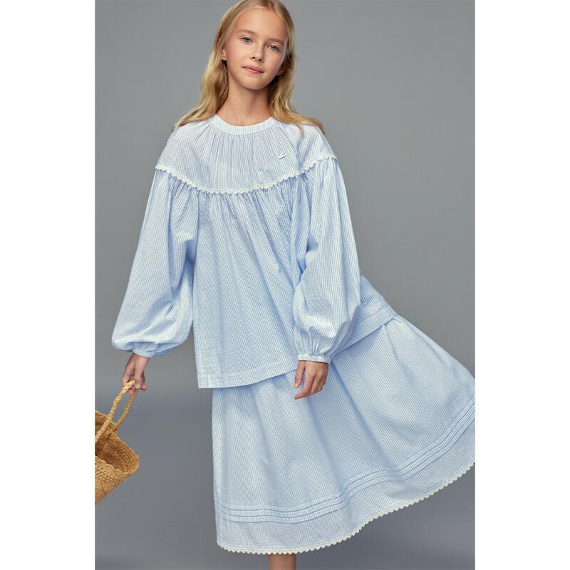 ELLE KIDS Girls  Striped Long-Sleeve Shirt with Lace Trim 160