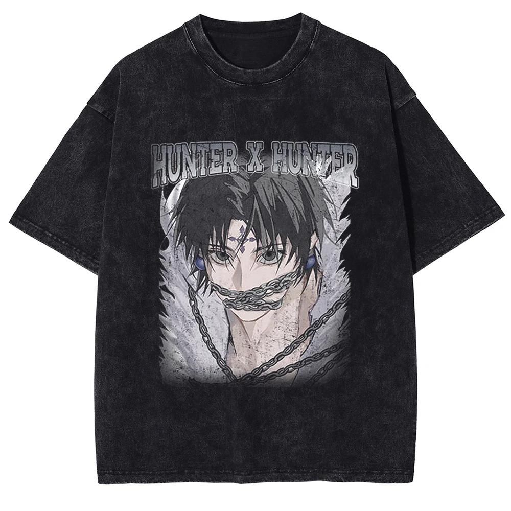 Хантер x Охотник Хроно Люцифер «Призрачная труппа» Винтажная стираная оверсайз футболка | Унисекс Аниме Уличная футболка L