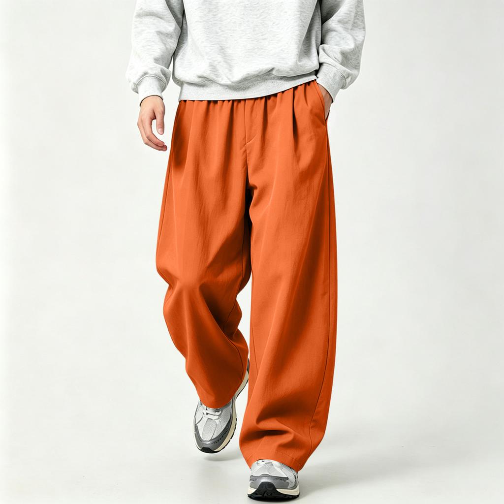 Men's Retro Wide Leg Pants with Loose Straight Fit