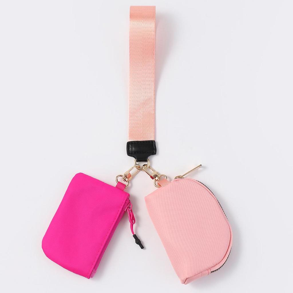LULU Color Block Waterproof Nylon Coin Purse & Wristlet Key Bag