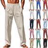 Herrbyxor, lösa och lediga, sportiga, andningsbara, långa, lediga byxor i bomull och linne