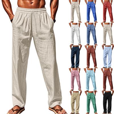 Men's Loose And Casual Sports Breathable Long Pants, Casual Cotton And Linen Pants