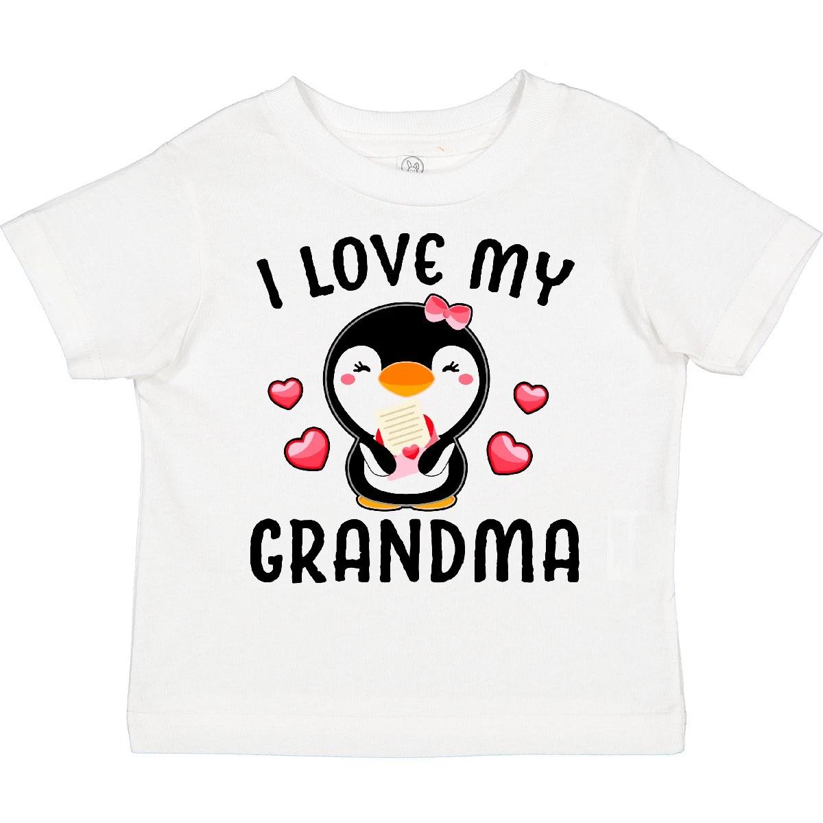 Inktastic I Love My Grandma With Cute Penguin And Hearts Toddler T-Shirt Day Kid 110