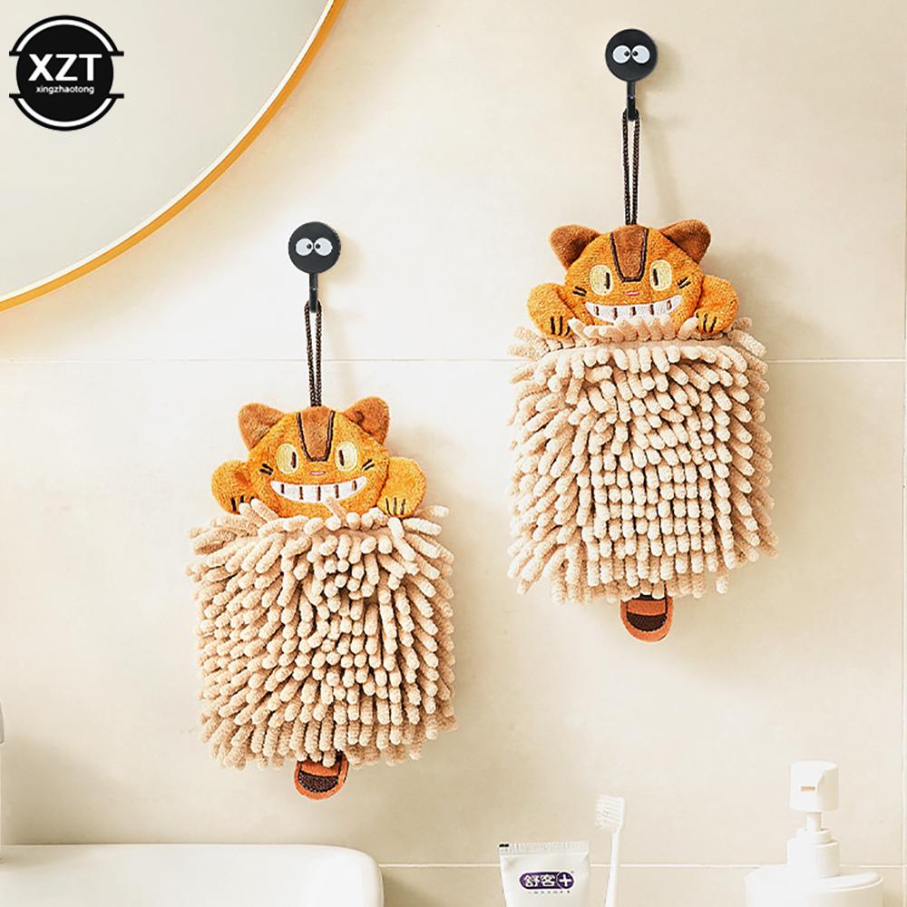 Cartoon Animal Cat Hand Towel For Kitchen Bathroom Chenille Super Soft Absorbent Quick-Dry Handkerchief Home Microfiber Towel