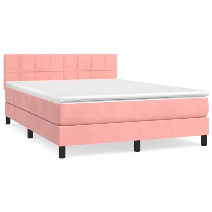 VidaXL Lit à sommier tapissier avec matelas Rose 140x190 cm Velours 3141304