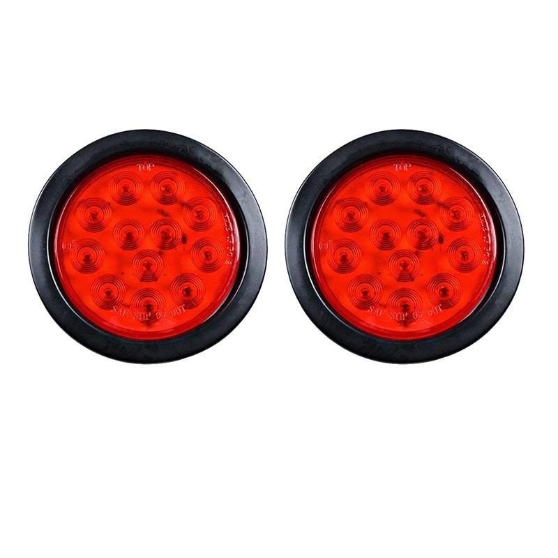 2/4pcs 4 Inch 12 LED Stop Turn Tail Brake Light Round Waterproof Tail Light for Trailer Truck