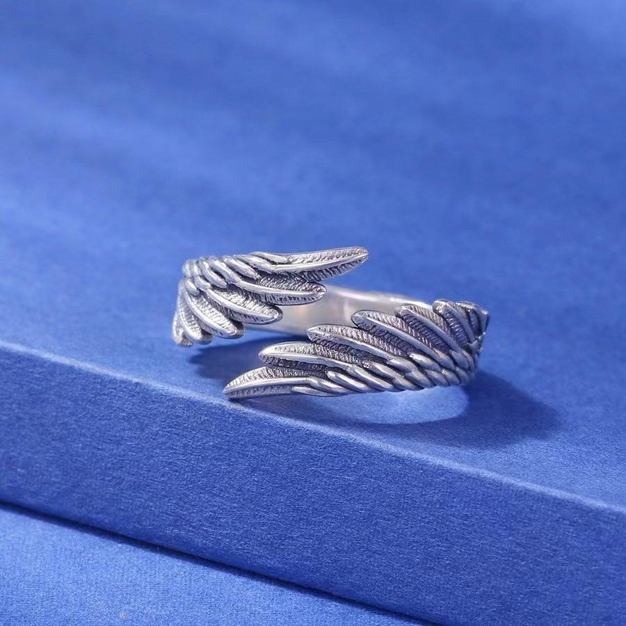 925 Sterling Silver Adjustable Angel Wing Ring