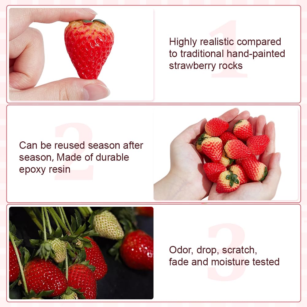 Set of 16 Realistic Strawberry Perfect for Home Office Desk Party and Craft Perfect for Food These Resin Red Strawberries are perfect for cake shops