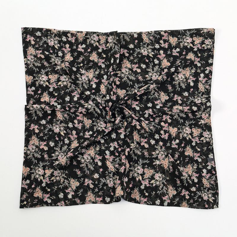 New Printed Chiffon Bag Head Square Scarf Small Floral Ethnic Headscarf Women's Sunscreen Shawl