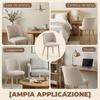 Set of 2 Dining Chairs in Linen-Effect Fabric and Rubberwood, Padded Seat, Curved Backrest, Cream