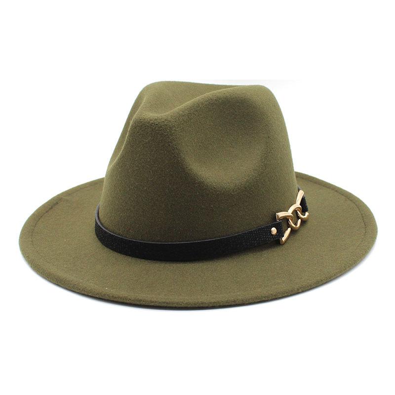 Big Brim Brown Belt British Retro Felt Hat Western Denim Woolen Tibetan Hat Jazz Hat