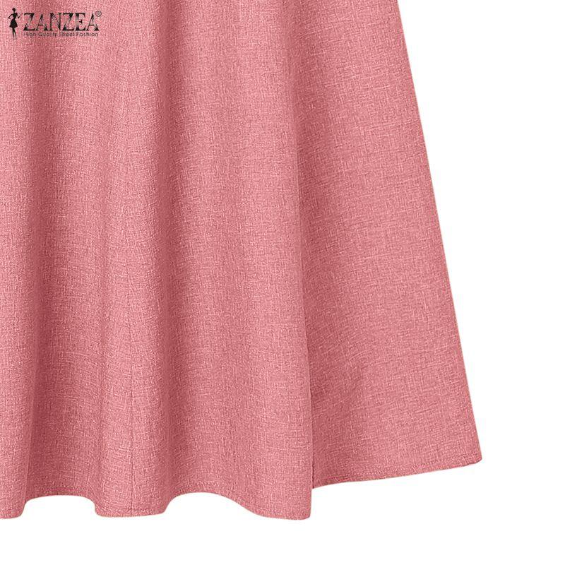 ZANZEA Women Elegant Casual V-Neck Short Sleeve A-line Dress