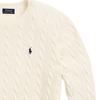 Polo Ralph Lauren FW22 Solid Logo Embroidered Cable Knit Cashmere Sweater Men Sweater Cream 710876762-010
