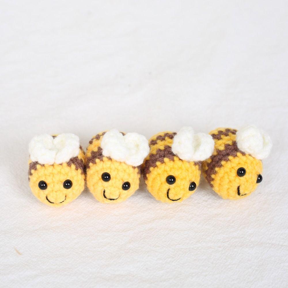 Finished Product Crochet Keychains Handmaking Knitting Insect Fat Bees Pendants  Animal Doll