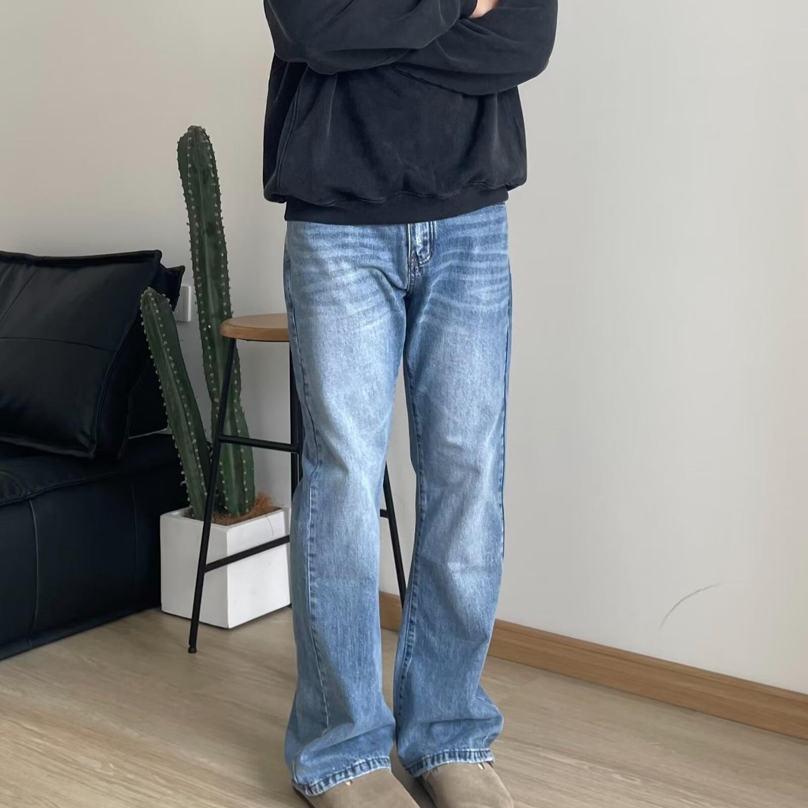 

Американские ретро мужские осенние повседневные джинсы - Модные уличные универсальные прямые брюки XL синий